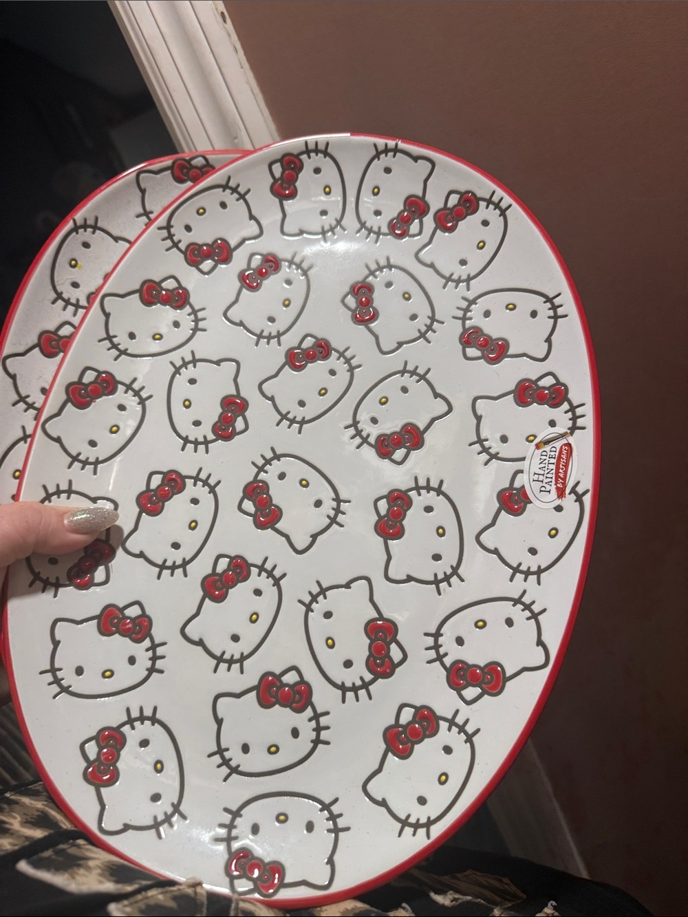 Sanrio Hello Kitty White Platter with Red Accents
